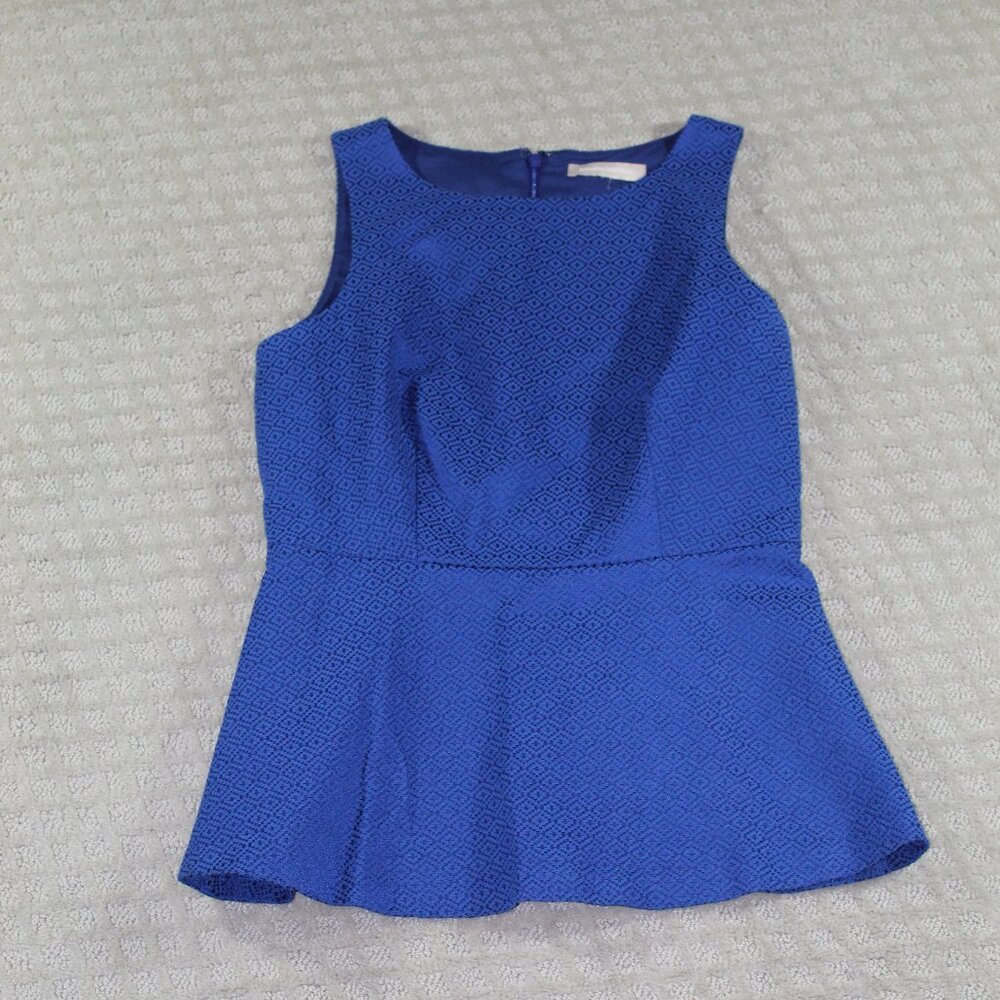 Banana Republic Size 2 Blue Tone on Tone Peplum Tank Blouse